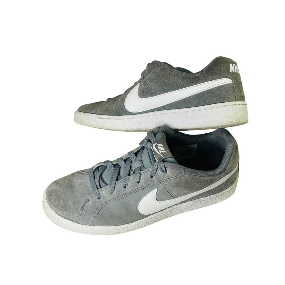 Nike Gray Suede Sneakers Court Royal White Swoosh Men's Size 10 Lace up Trainers - Picture 6 of 11